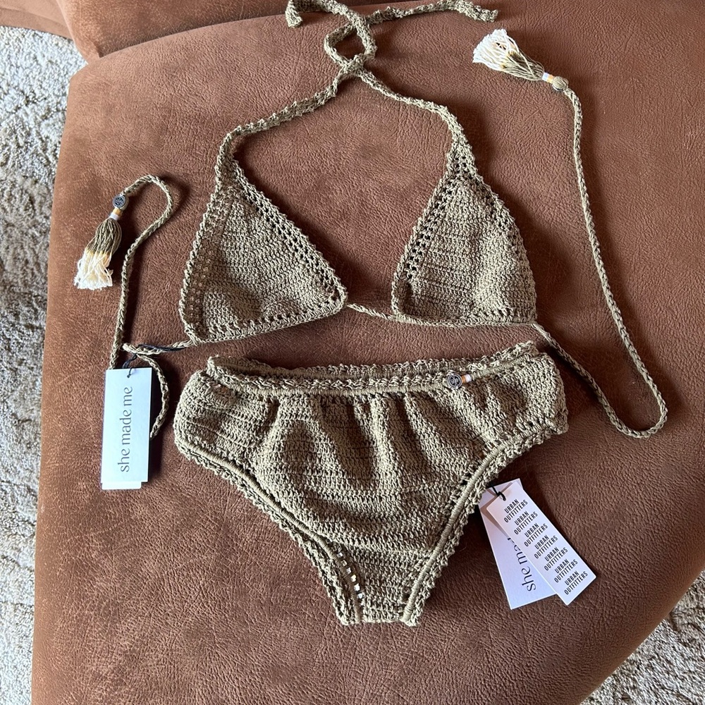 Crochet SHE MADE ME Urban Outfitters Bikini Set
